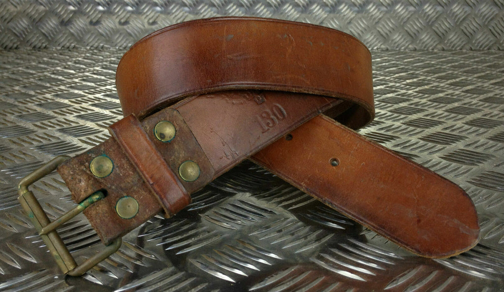 Swedish Army Unique Vintage Brown Leather Trouser Belt - All Sizes Lot1
