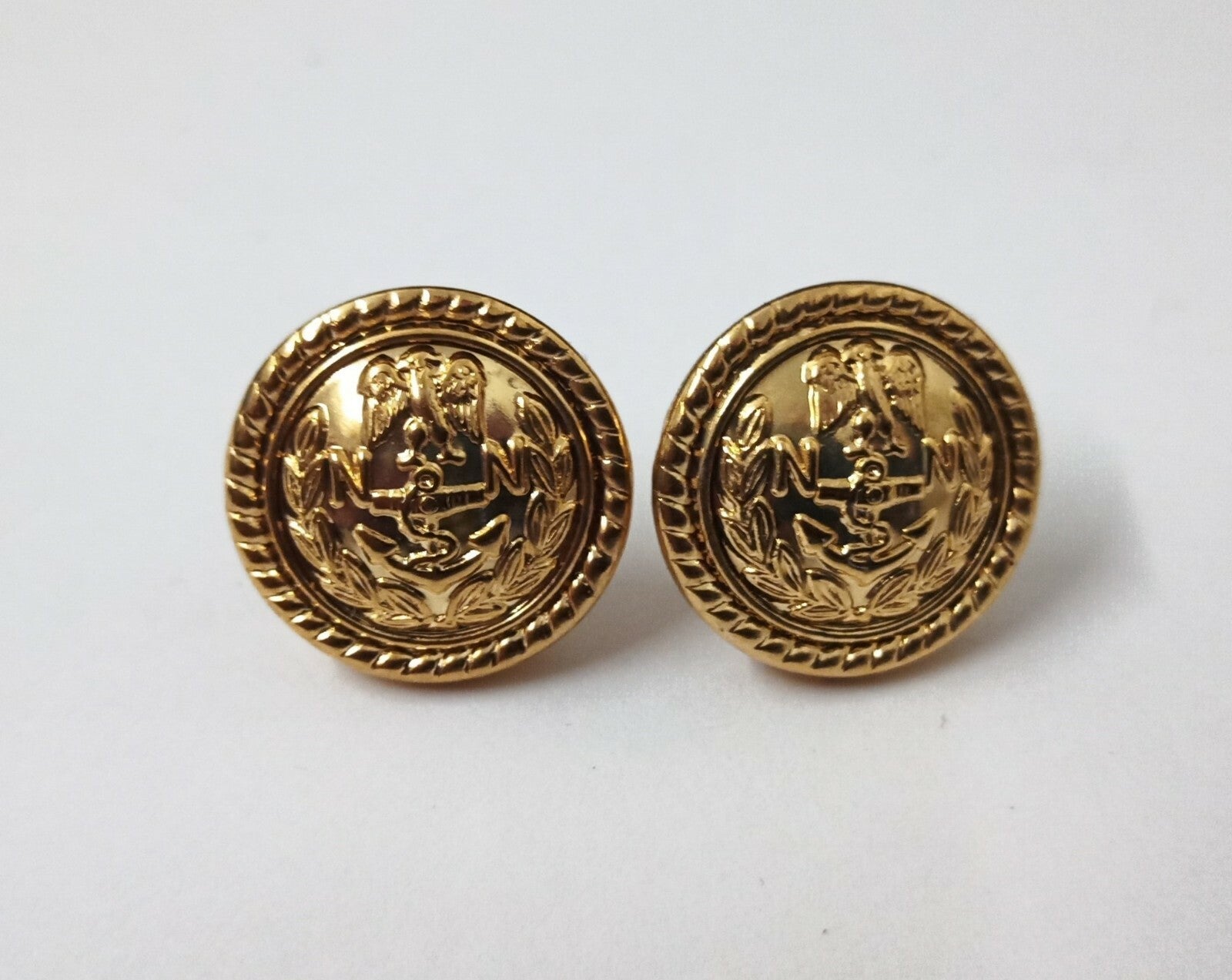 Genuine Nigerian Navy Issue Eagle and Anchor Insignia Ring Back Buttons X2 V1434
