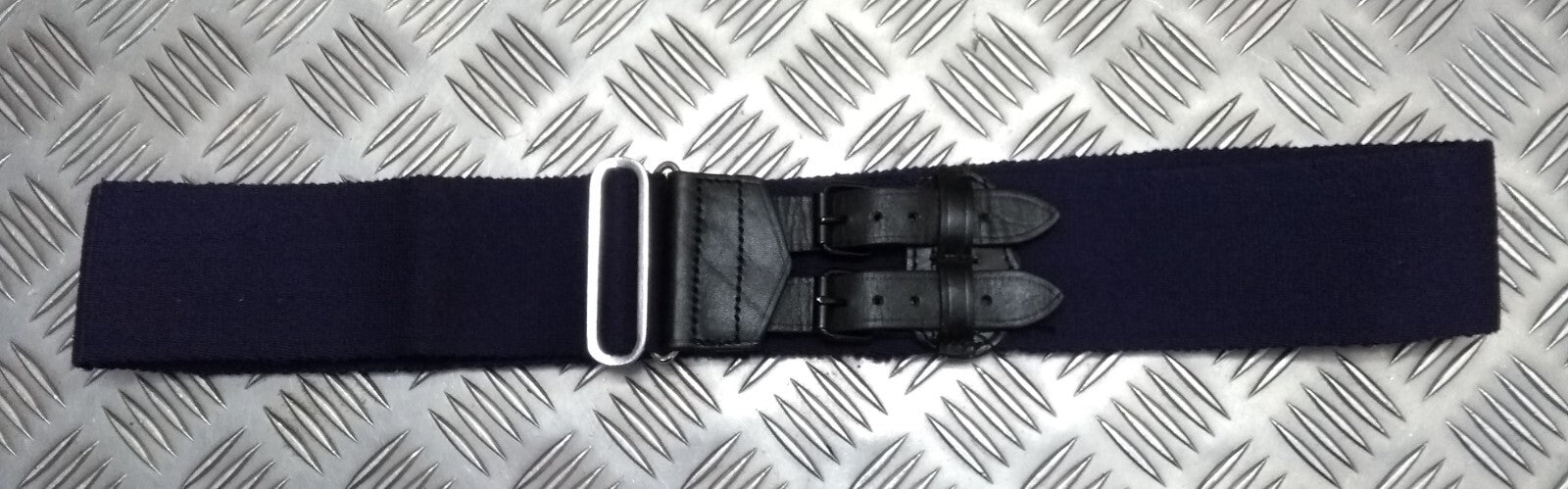 Royal Navy Blue Stable Belt Double Leather Straps & Chrome Slide Adjust Max 34"