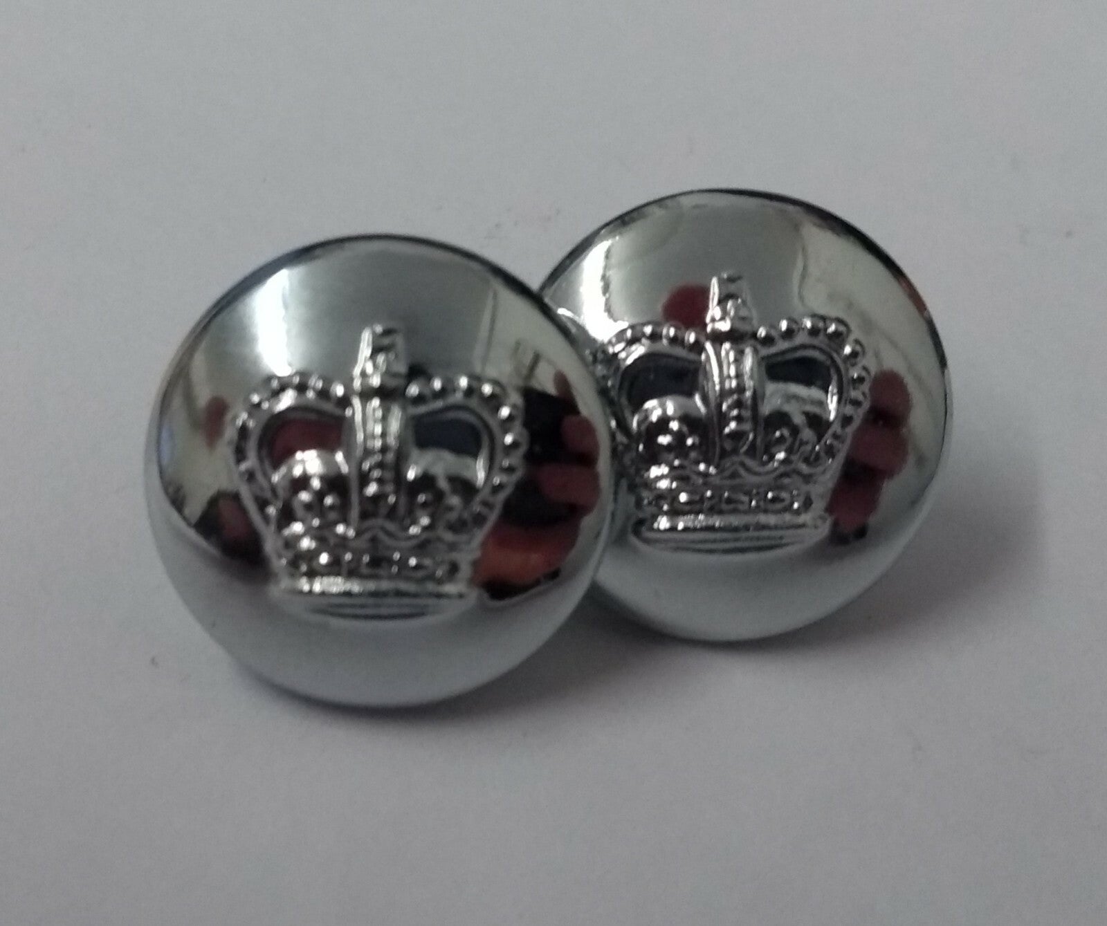 St Edwards Crown Buttons Chrome 1 Pair British Made New Old Stock 1 Pair