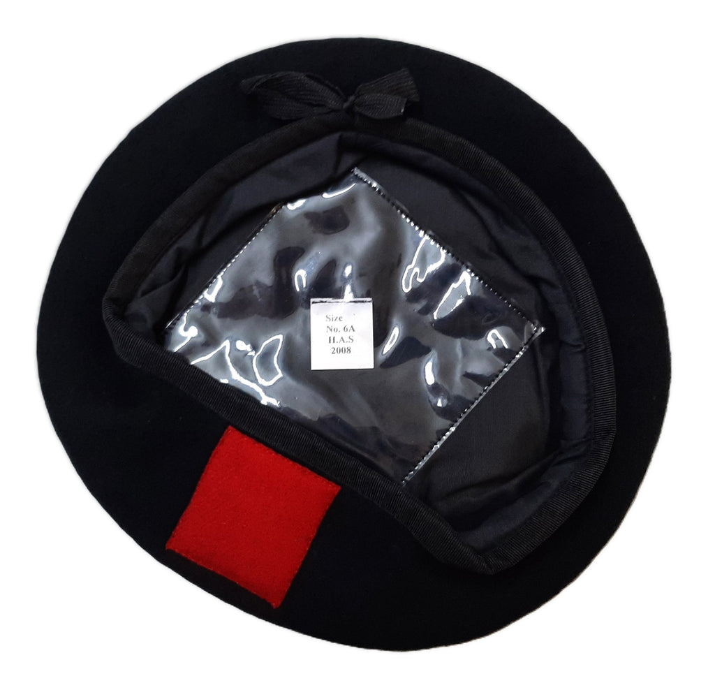 Officers Style Black Beret Cap With Red Patch British Made NEW Old Stock 59cm