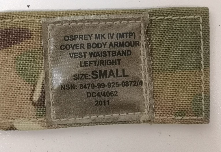 British Body Armour Vest Waistband MTP OSPREY MK IV Size Small