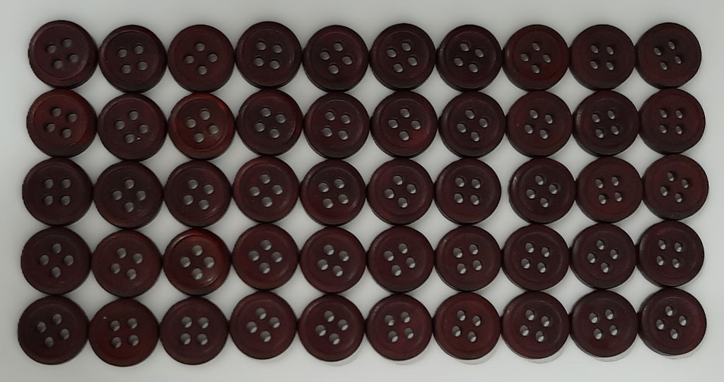 Vintage Buttons 100 4 Hole Army Shirt Button Wine Burgundy Size 11.3mm NOS