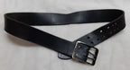 Vintage Leather Belt Solid Brass Double Prong Painted Buckle 1 3/4 Wide Size 36"