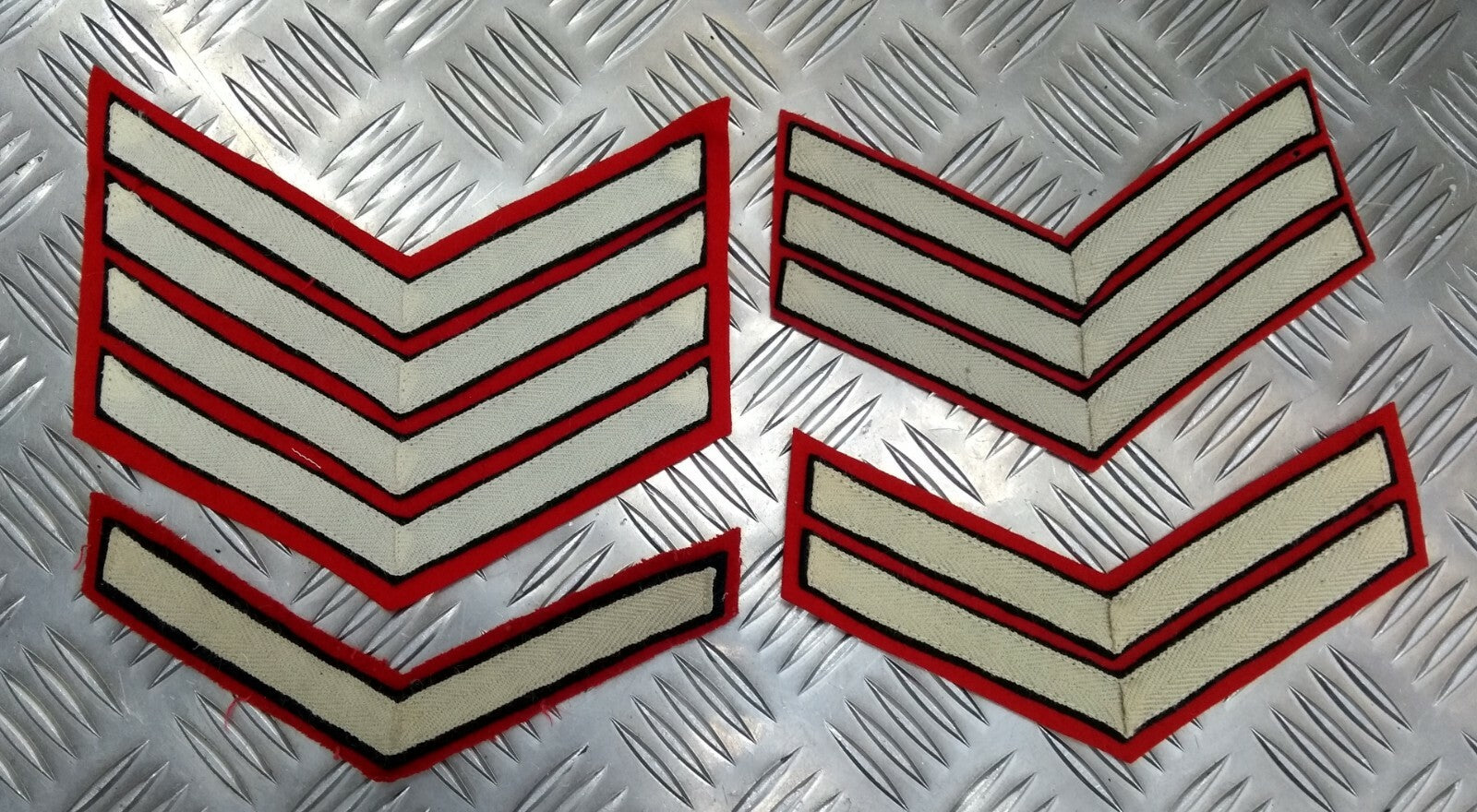 Genuine Vintage British Issue White Chevrons on Red Felt Rank Chevrons