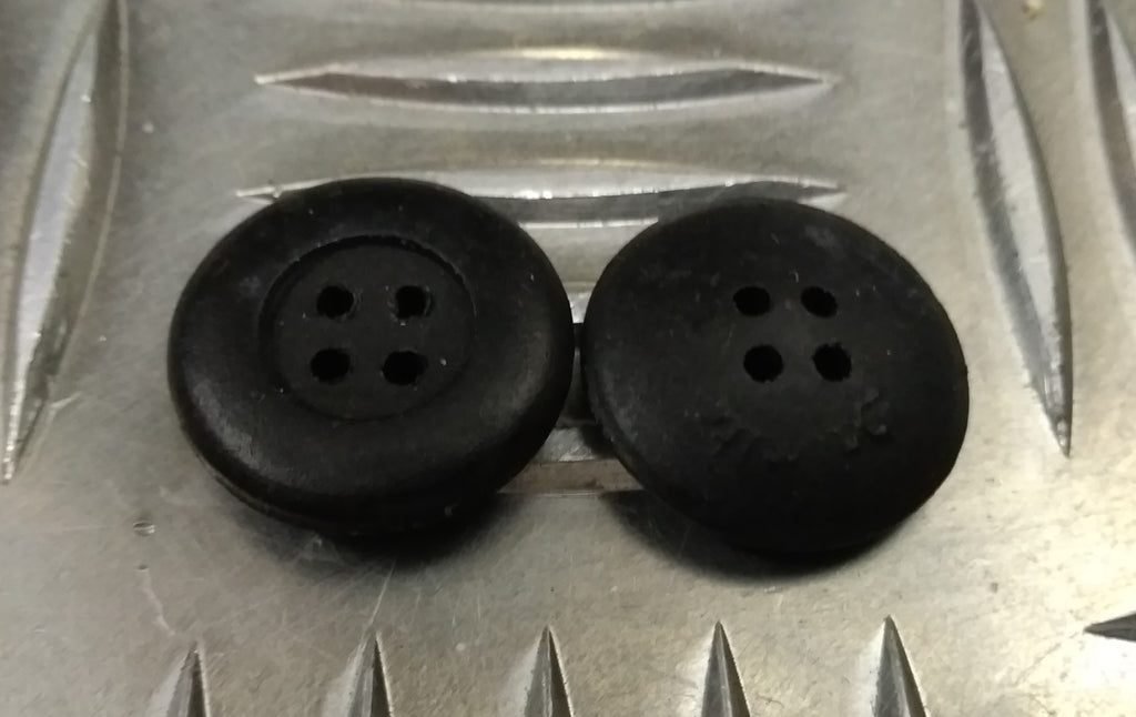 Genuine Vintage Issue 4 Hole Rubber Protective Buttons Black X4 19mm