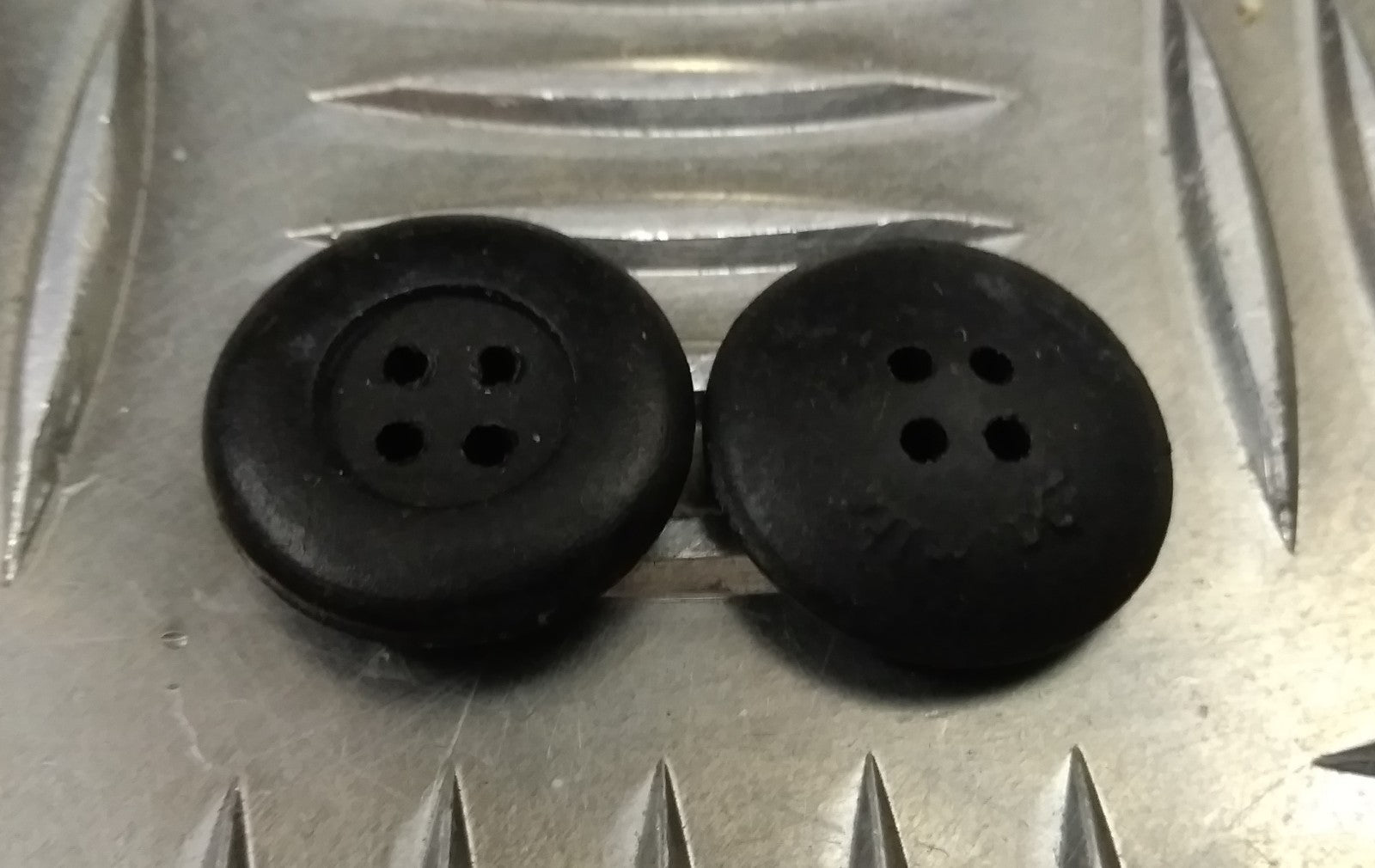 Genuine Vintage Issue 4 Hole Rubber Protective Buttons Black X4 19mm