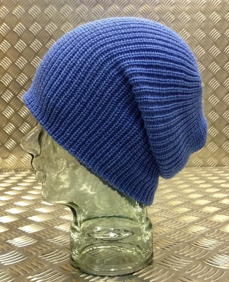 Light Blue Dark Blue Knitted Beanie Hat Watch Cap Woolly Hat - One size