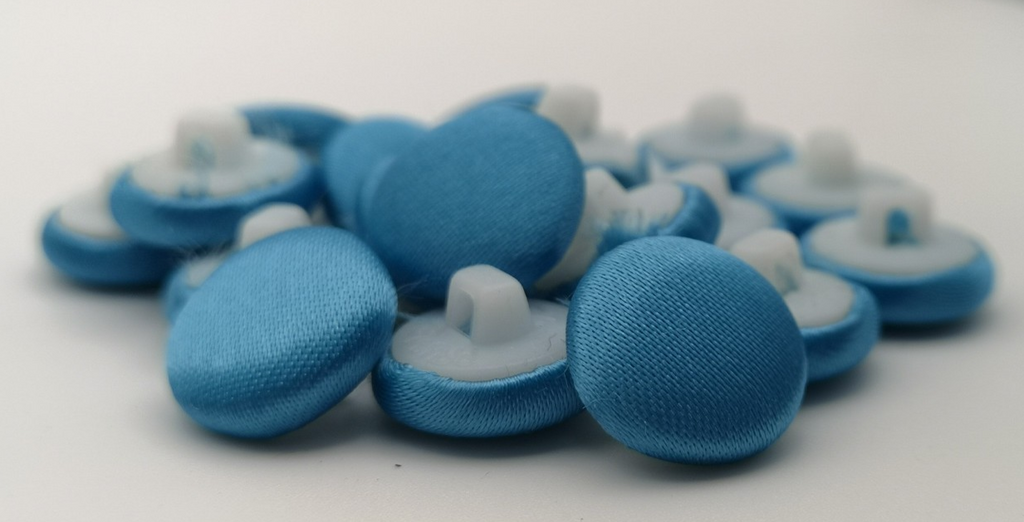 Silky Blue Fabric Covered Buttons 22L x12