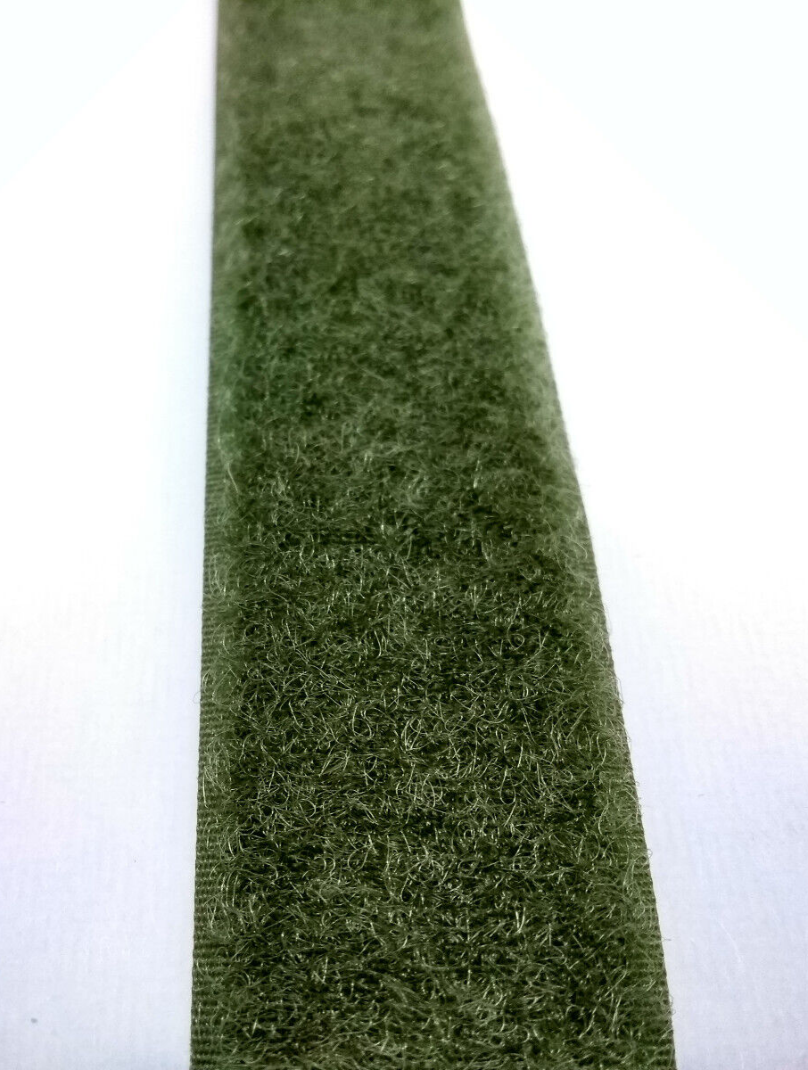Olive Green 30mm wide Rip & Grip / Hook & Loop / only soft Loop side 50cm length