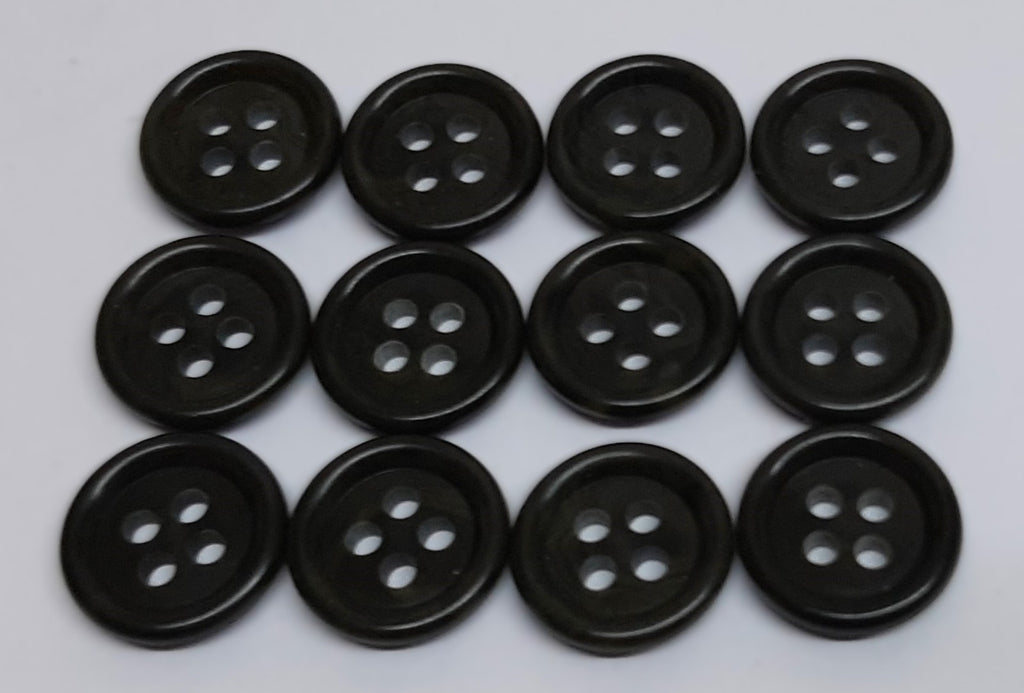 Army Dress Buttons Old Pattern British Dark Green 4 Hole Size 23L / 15mm