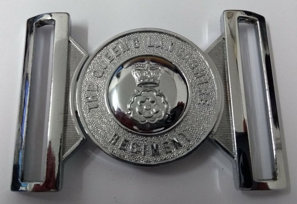 Genuine British Army The Queen's Lancashire Regimental Chrome Belt Buckle - NEW
