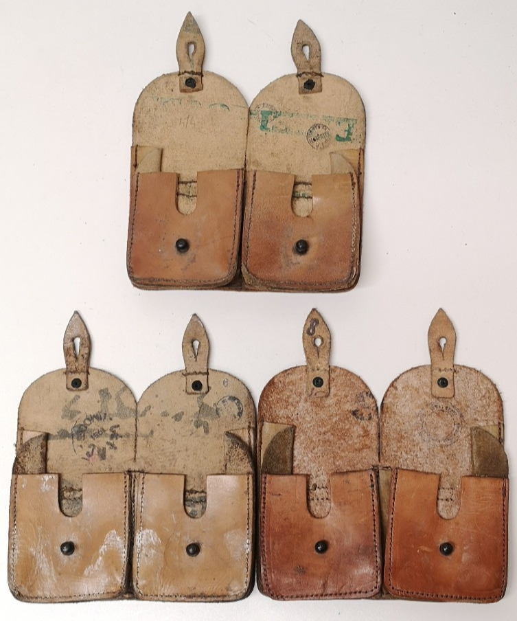 Vintage Double Leather Ammo / Utility Pouches set of 3