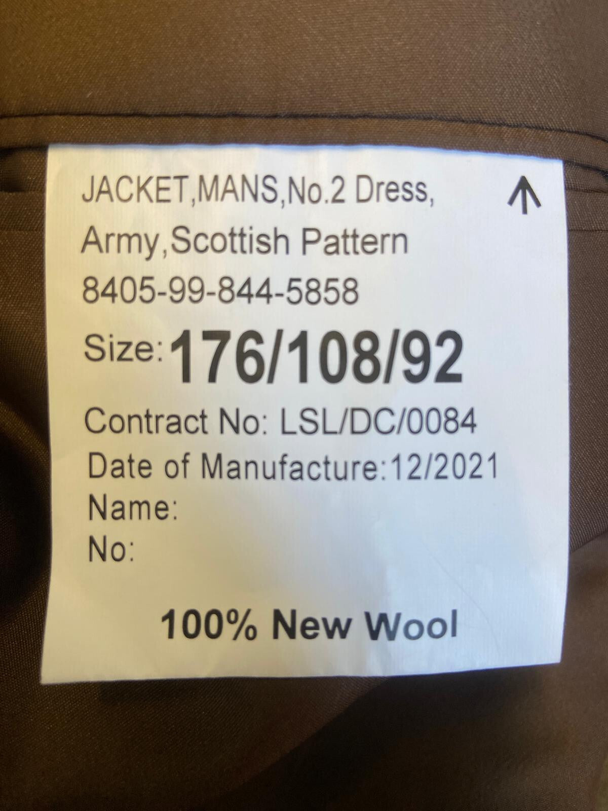 RRS Scottish Pattern No2 FAD Jacket Doublet Royal Reg of Scotland 176/108/92 NEW