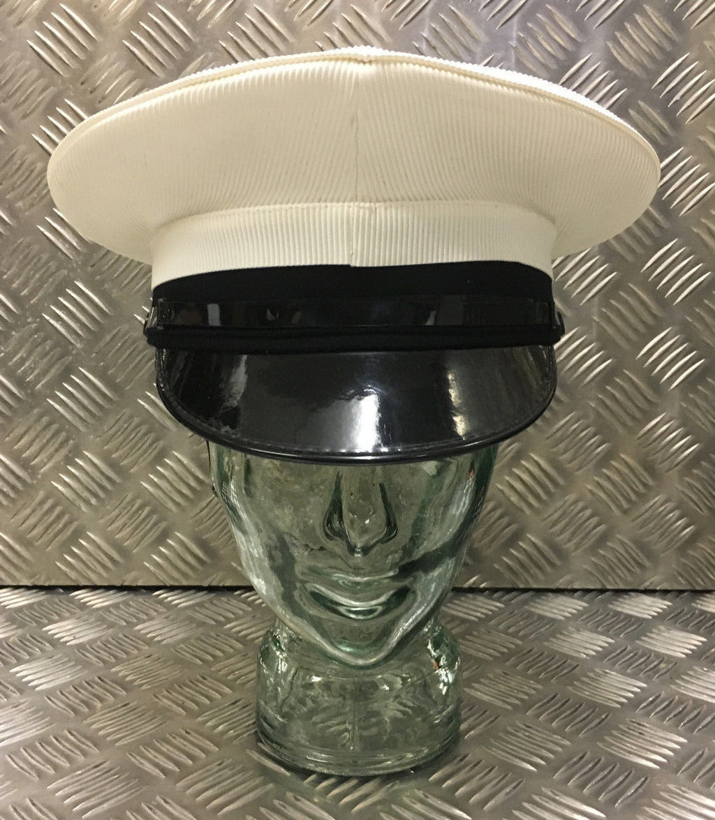 Genuine British Royal Navy Class 1 & 3 White Officer Cap / Dress Hat. Faulty