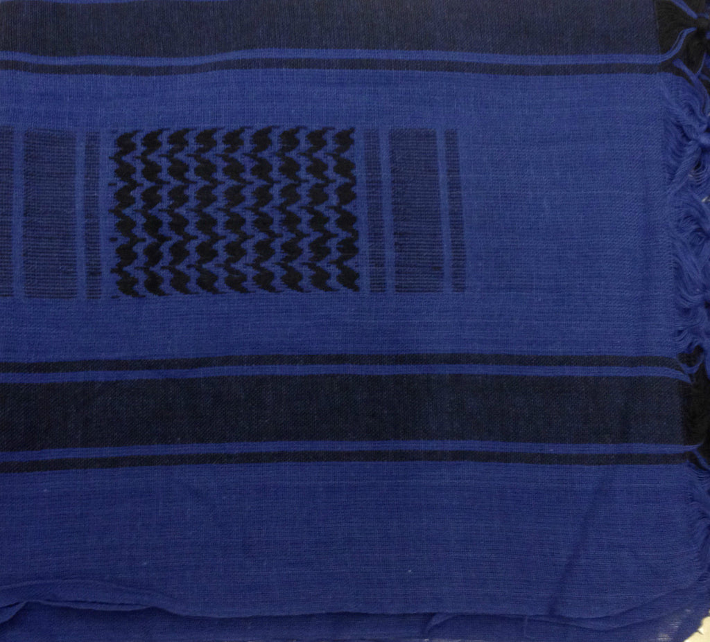 Shemagh / Arab Scarf / Pashmina / Wrap / Sarong 100% Cotton Black on Blue NEW