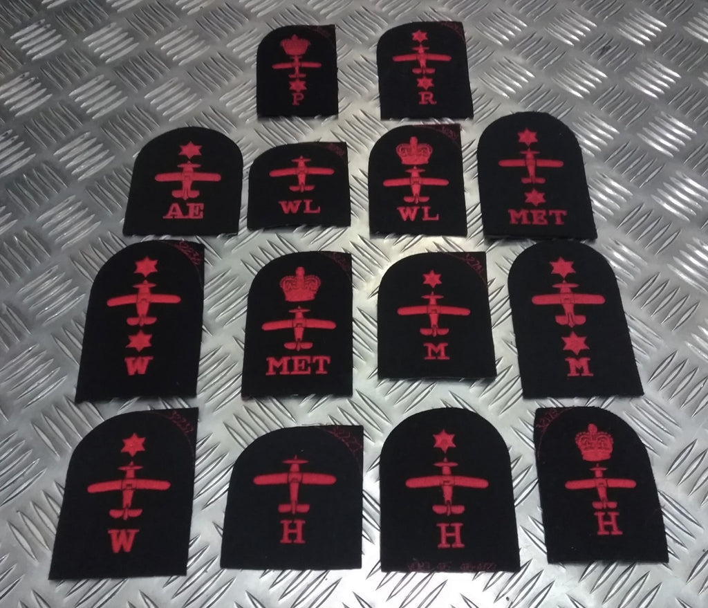 Royal Navy Red on Black Embroidered Assorted Branch Qualification Badges Various