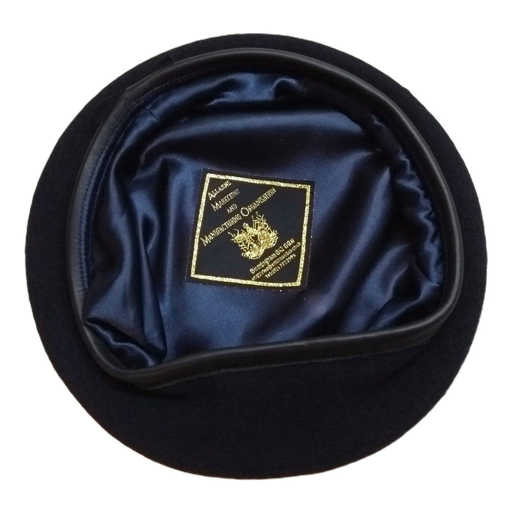 Navy Blue Beret All Arms Army Pattern 100% Wool / Silky Lining & Leather Trim