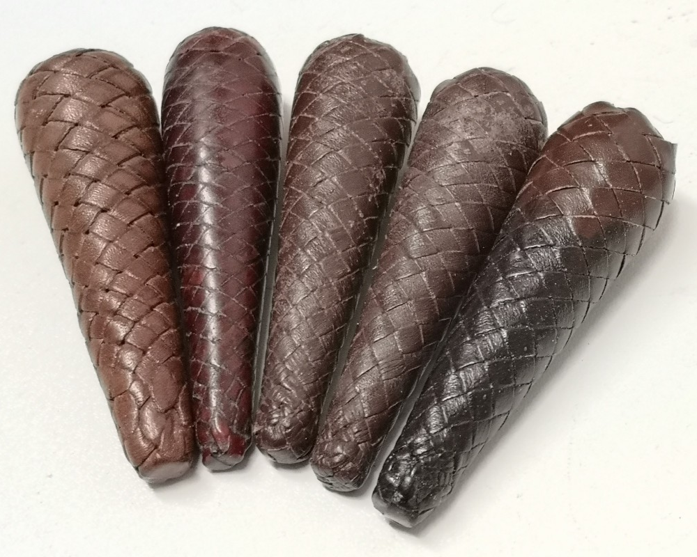 Sword Knot Acorns Dark Brown Leather Bound Replacement Parts set of 5