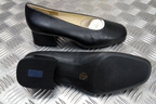 Womens Girls Fenella Leather Med Block Heel Court Shoe Office Work Footlites NEW