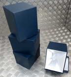 Decorative Blue Gift / Storage Boxes with White Canvas Lining & Removable Lid x4