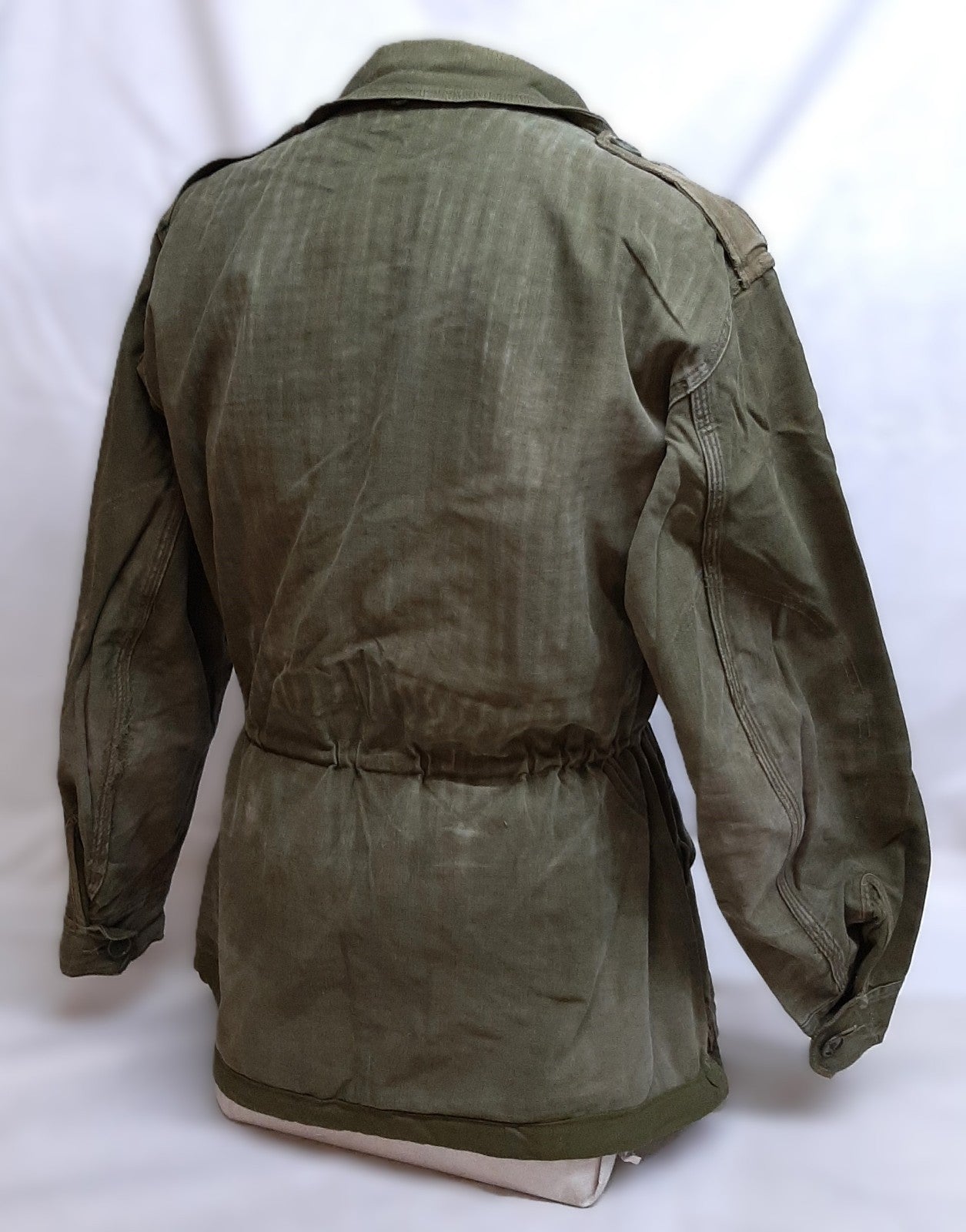 Vintage Combat Jacket Green Army HBT Herringbone Twill Type Pattern Heavy Wear