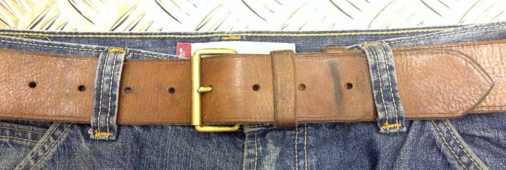 Swedish Army Unique Vintage Brown Leather Trouser Belt - All Sizes Lot2