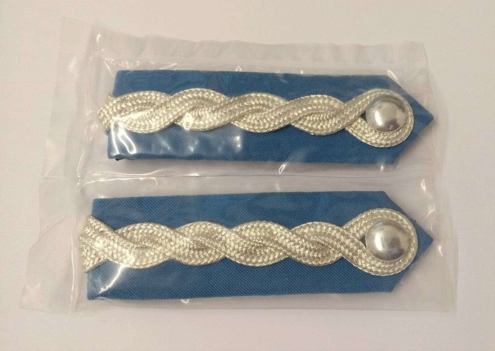 Collar Tabs Light Blue RAF Royal Air Force Silver Braid and Plain Buttons Press-stud Fit