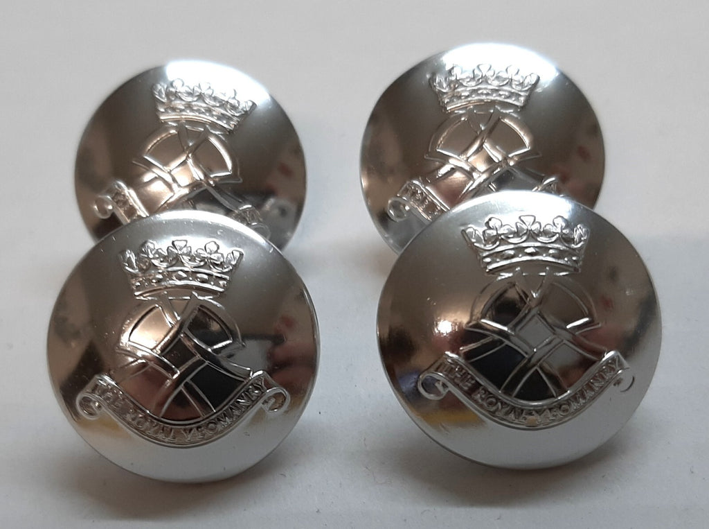The Royal Yeomanry British Army Insignia Ring Back Silver Buttons Large 40L X4