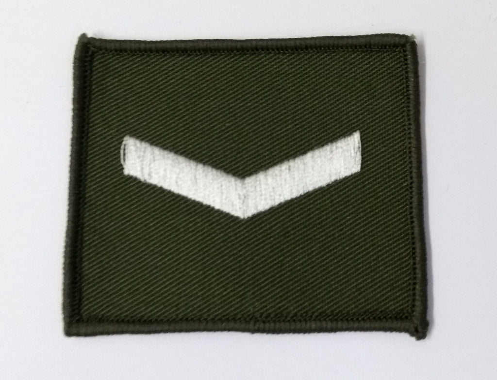 Lance Corporal Rank Badge White On Green British Ivory on Olive Drab