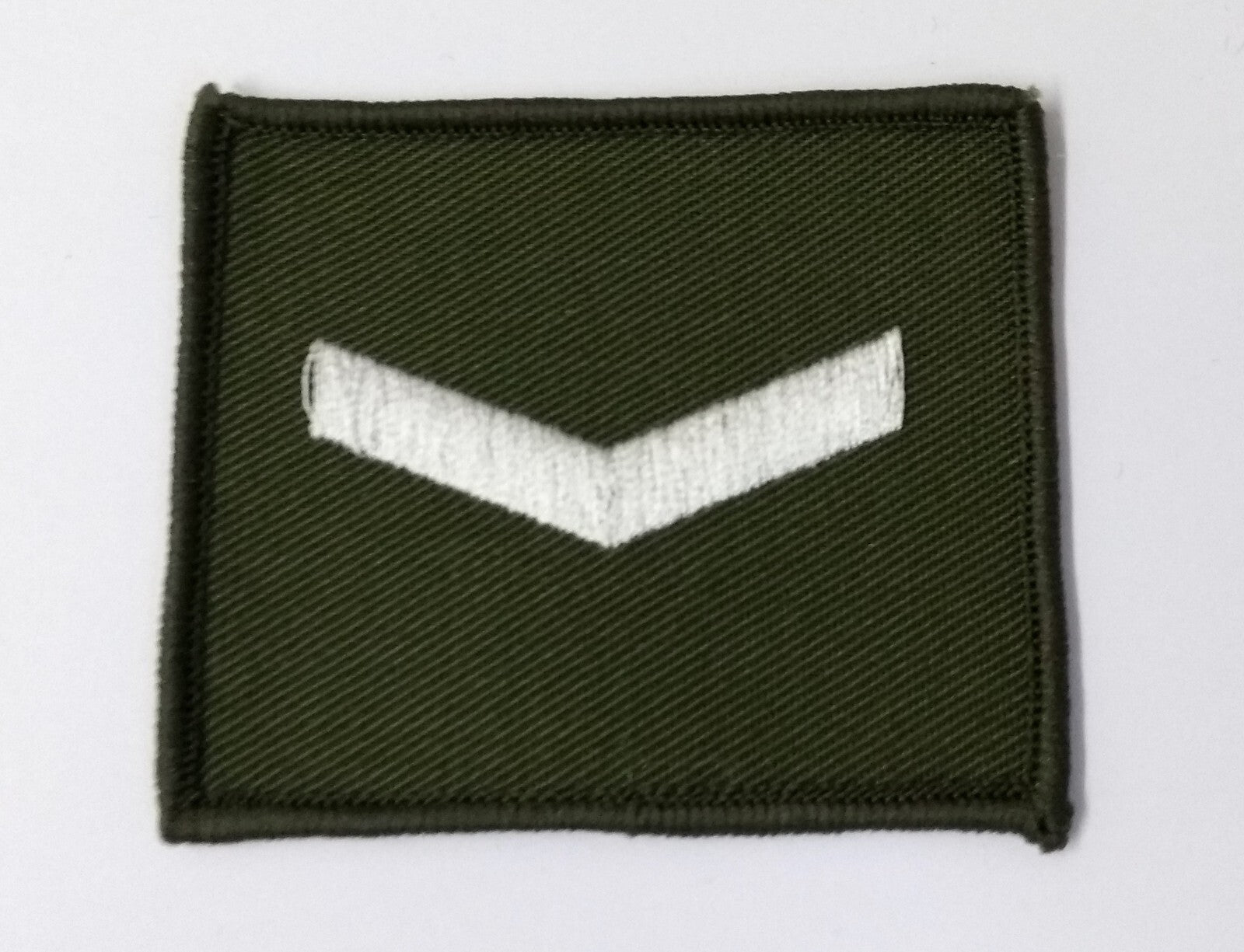 Lance Corporal Rank Badge White On Green British Ivory on Olive Drab