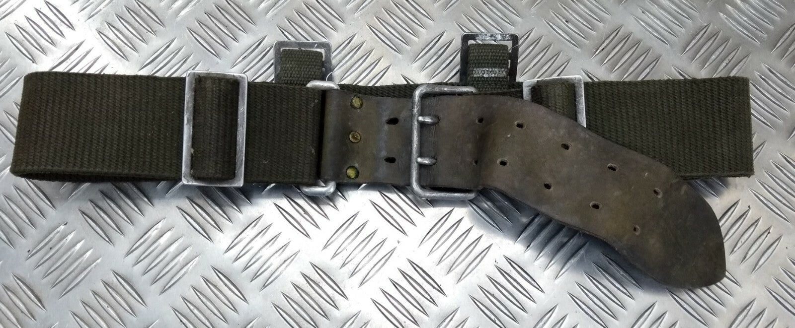 WWII Type Webbing M39 M40 Belt Leather Canvas Genuine Vintage HKG1