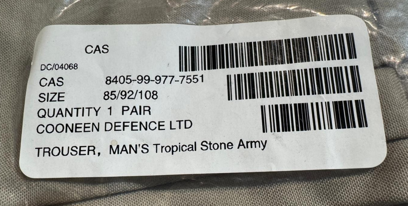 Tropical Stone Trousers Sand / Beige Safari Pants Air Force Pattern Asst Sizes