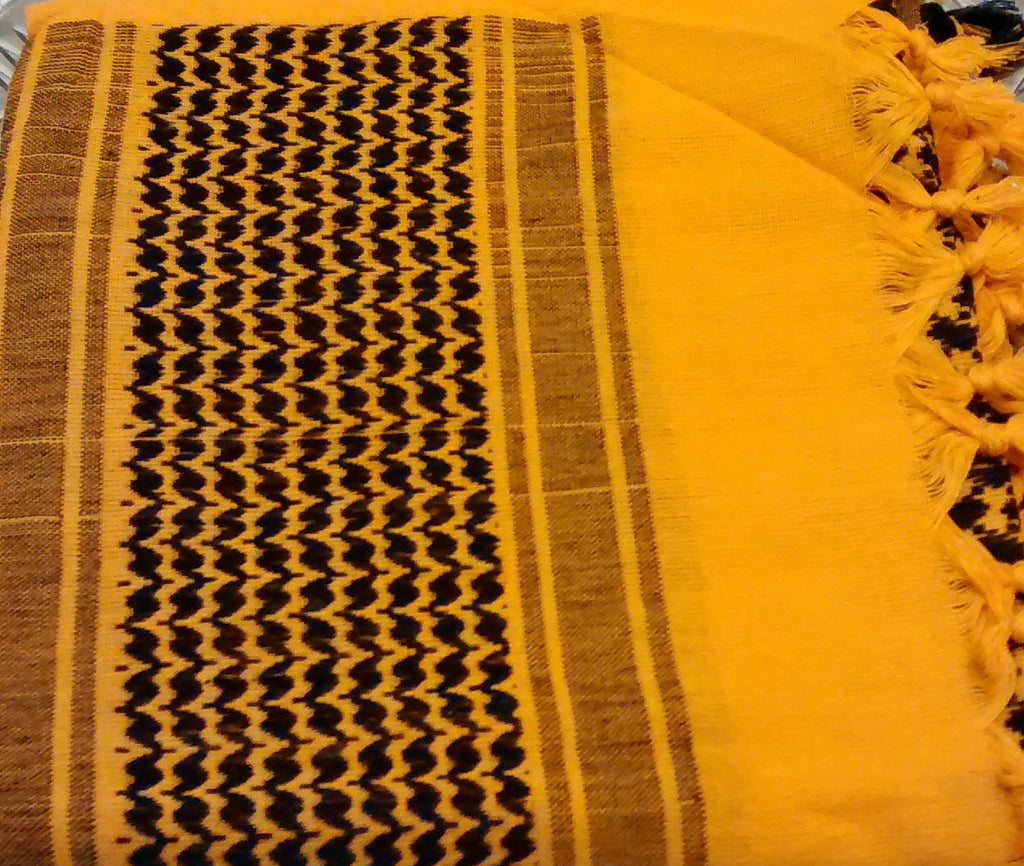 100% Cotton Shemagh / Arab Scarf / Pashmina / Wrap / Sarong. Orange & Black NEW
