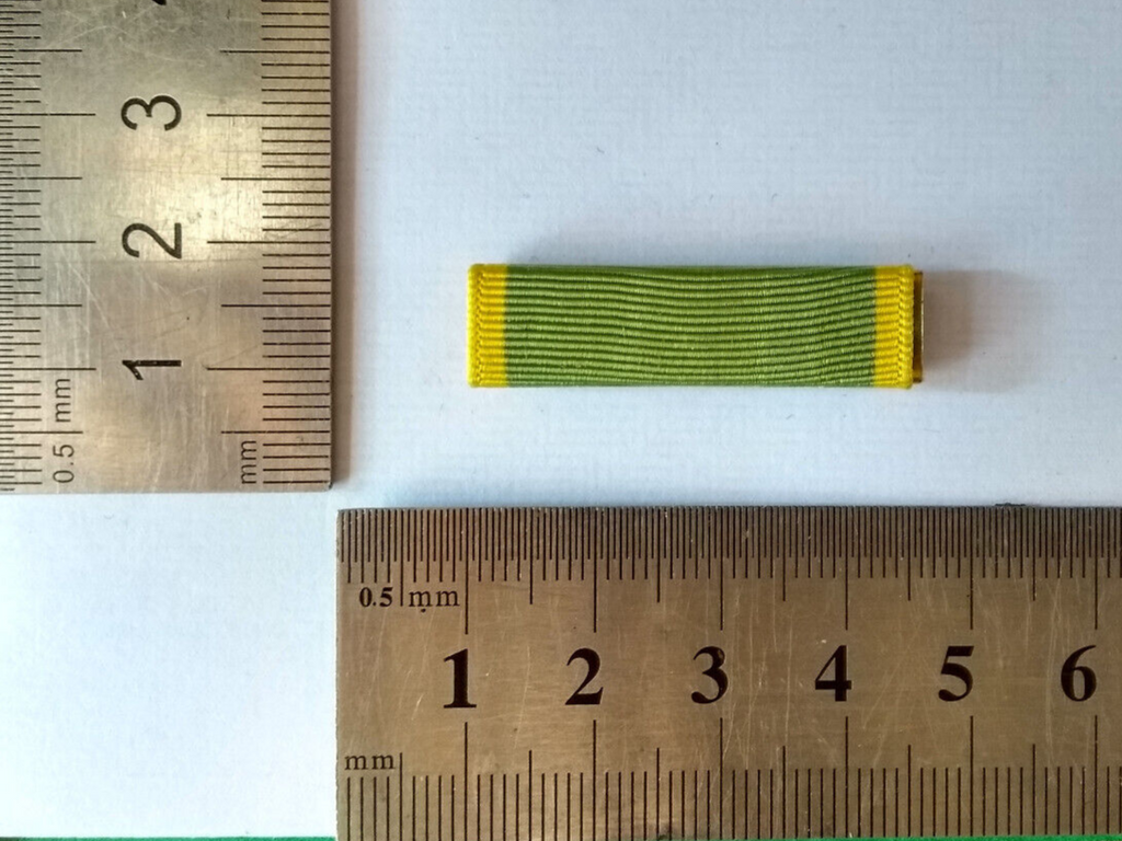 US Women's Corps Service Green & Yellow Medal Ribbon on Bar