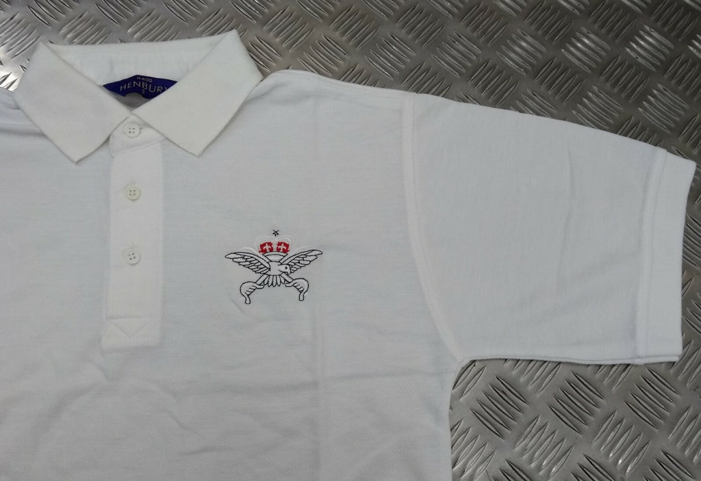 RAF Royal Air Force TI White Polo T Shirt with Physical Training Instructor Logo Henbury