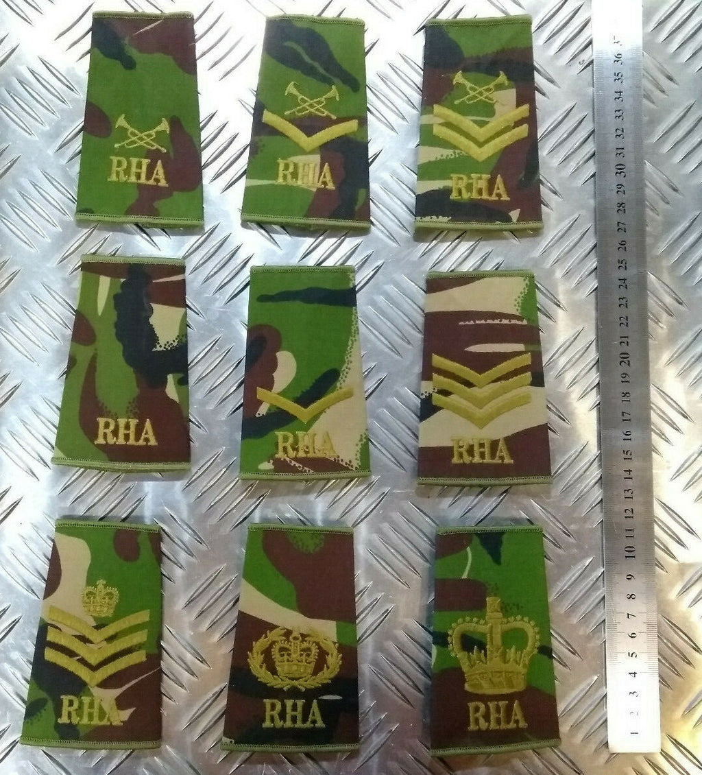 Genuine British Army Woodland DPM Camo RHA Royal Horse Artillery Rank Slides NEW