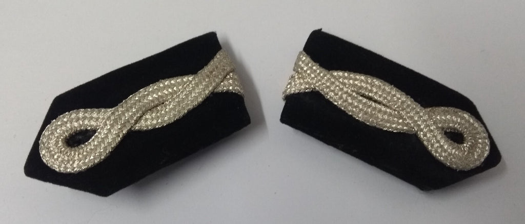 SNR Rank Gorgets Black Velvet & Silver Cord Detail For Senior Officers Uniform