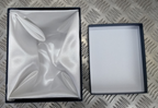 Decorative Blue Gift / Storage Boxes with White Canvas Lining & Removable Lid x4