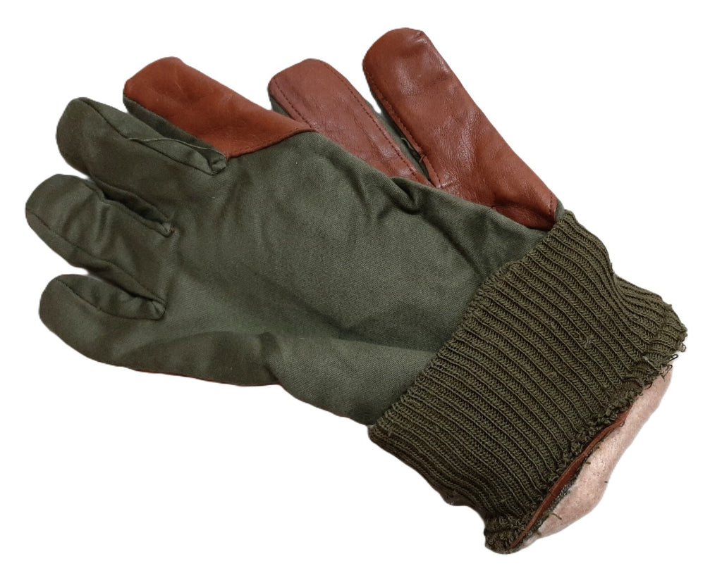 Aircrew Gloves RAF Royal Air Force & British Army 1980s Pattern Leather Palm Cotton Lined NOS
