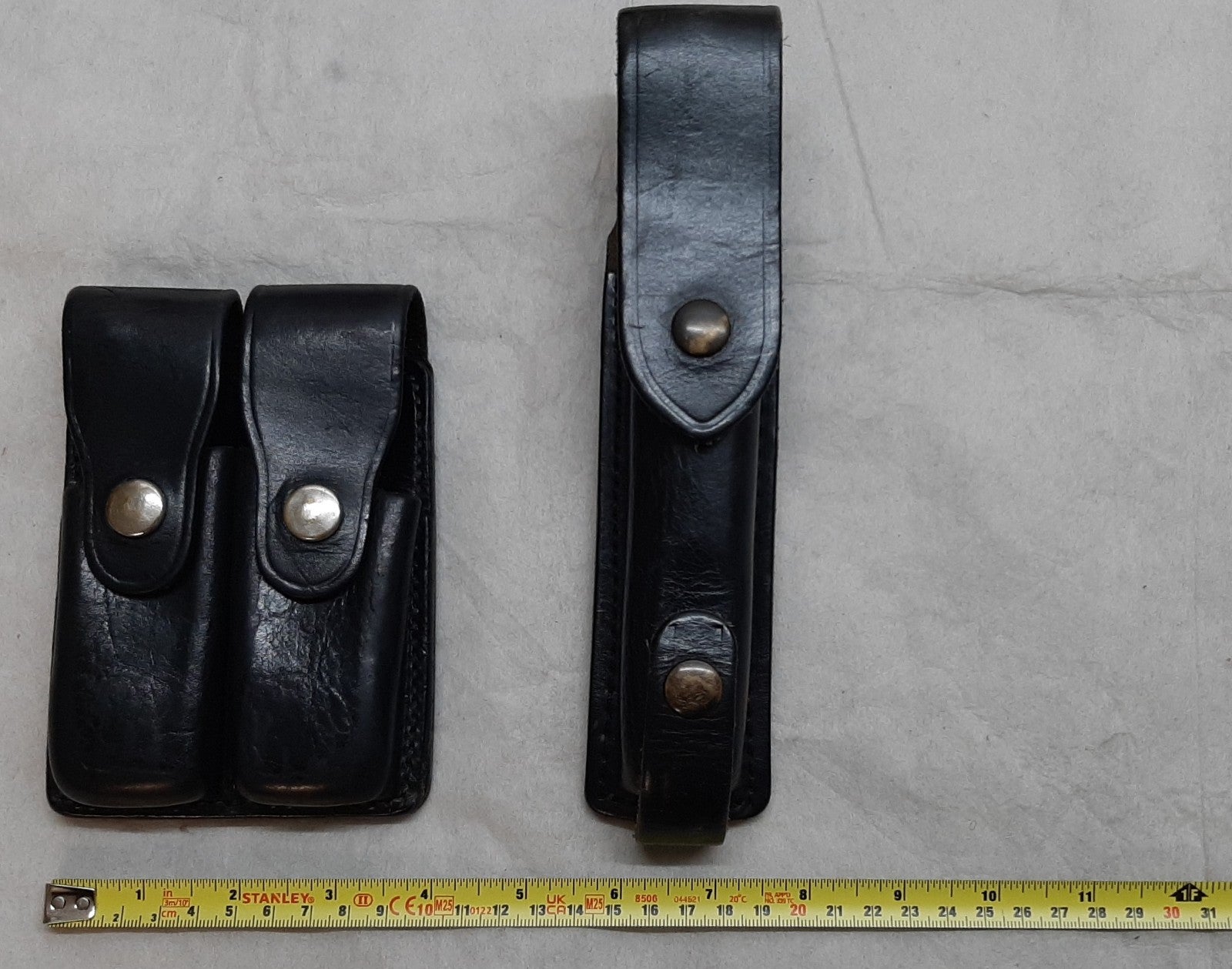 Leather Belt 36" With Bianchi Double Ammo Pouch and PWL Telescopic Baton Holder