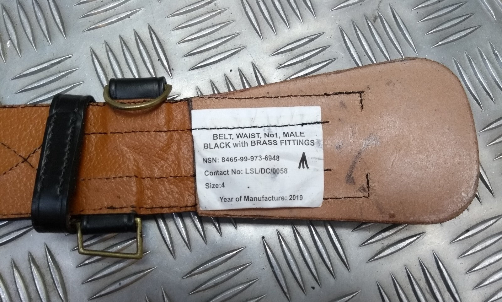 British Sam Browne Belt, Black Leather. No Buckle / Shoulder Strap Size 4