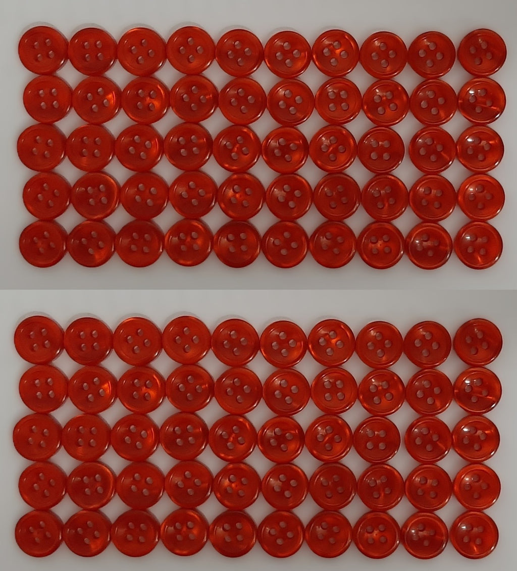 Buttons 100 Vintage 4 Hole Shirt / Shank Anchors Pearlesque Red 9.8mm NOS