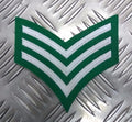 Sergeant Rank Stripes 3 Chevrons Silver on Green Genuine Issue EPB38