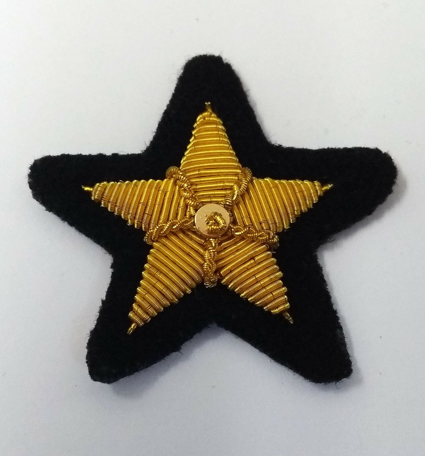 Genuine British ARMY 5 Point Star Wire Braid Padded Badge Black Felt 1 PR GIM15