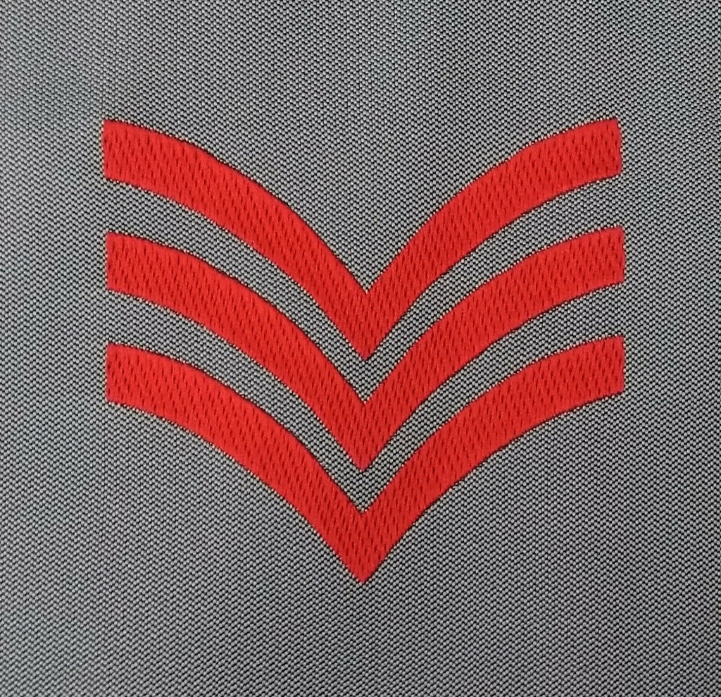 3 Bar Chevrons Patches Three Red Stripe on Grey 2 Pairs New old stock
