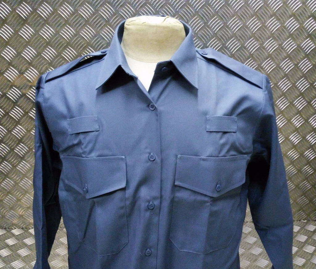 Woman's Working Shirt With Radio Loops Blue Grey & Ladyies Shirt NEW