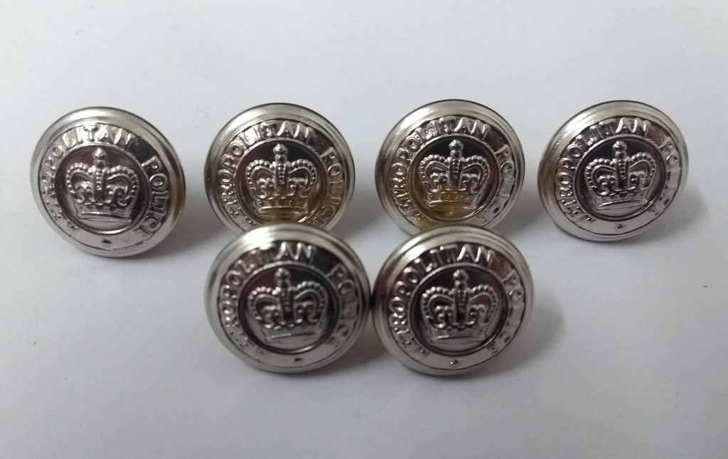 Genuine British Issue Obsolete London Met Silver Crown Buttons X 20 ASBT120