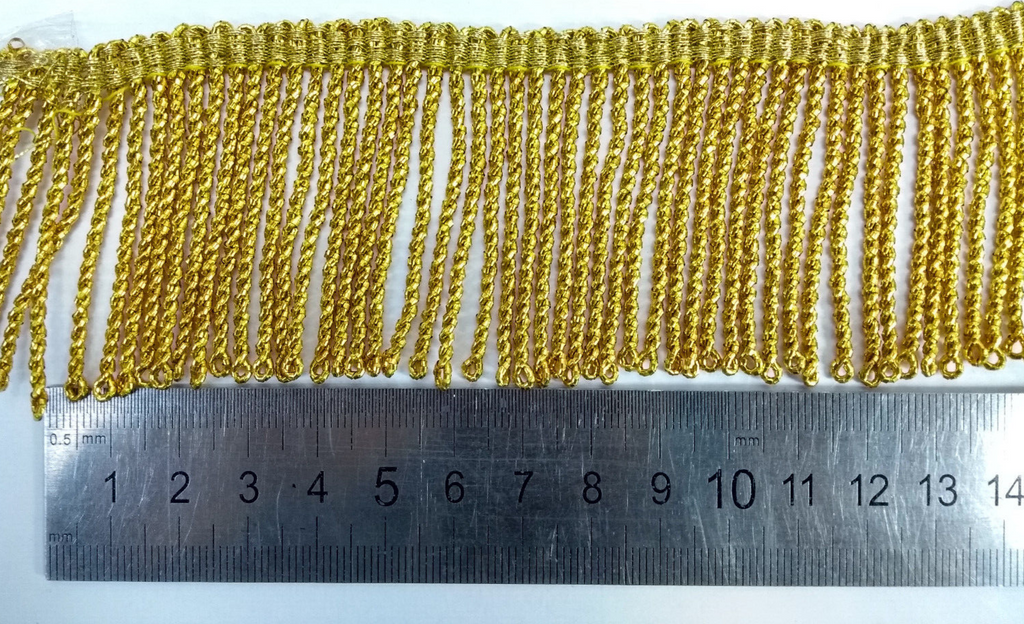 Gold Mylar Thread Fringe 45mm Drop / Epaulette Fringe