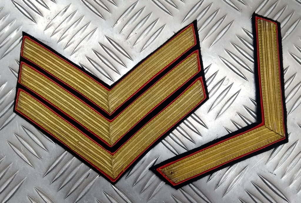 Genuine Vintage British Issue Gold Wire Embroidered Rank Chevrons